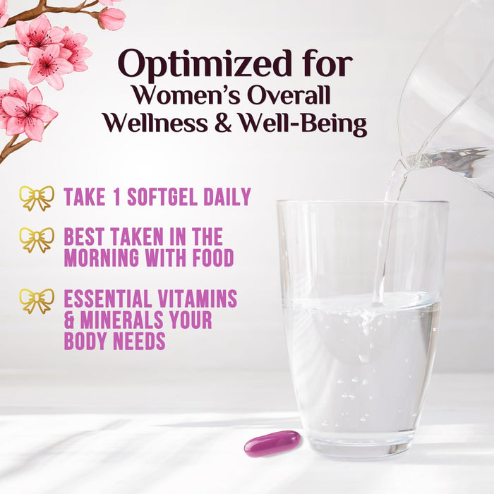 Multivitamin for Women with Iron, Calcium, Zinc, Vitamin A, C, D, E, & B Vitamins for Bone, Skin & Immune Health Support, Nature's Daily Womens Multivitamins for Women's Energy & Health, 120 Softgels