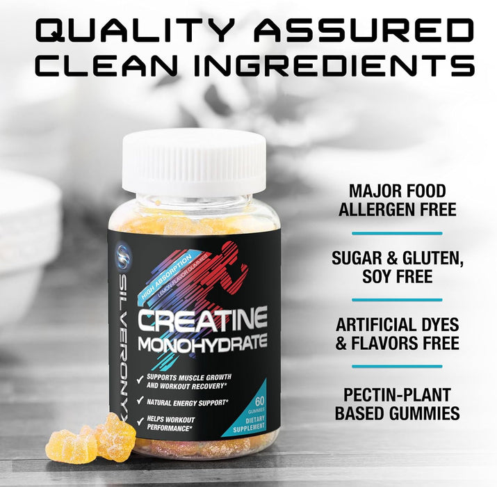 Creatine Monohydrate Gummies 2000mg - Best Micronized, Sugar Free Creatine Chewables for Men & Women - Supports Lean Muscle, Strength, Energy, & Endurance - Non-GMO, Gluten Free - 60 Lemon Gummies
