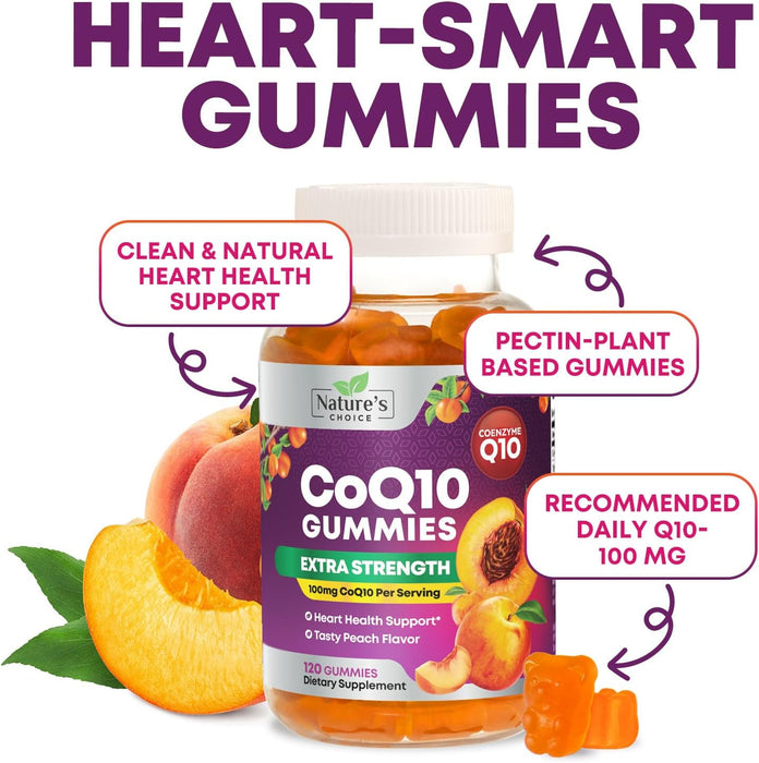 CoQ10 100mg Gummies - 3X Better Absorption, Antioxidant for Heart Health Support & Energy Production, Ultra Coenzyme Q10 Vitamins, Co q 10 Supplement, Dietary Supplement, Non-GMO - 120 CoQ10 Gummies