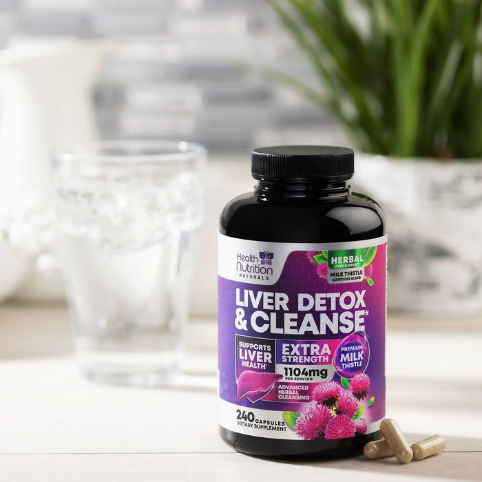 Gentle Liver Cleanse Detox & Repair Formula - Herbal Liver Support Supplement: Milk Thistle with Silymarin, Artichoke Extract, Dandelion, Beet, Chicory Root, & Turmeric for Liver Health - 240 Capsules