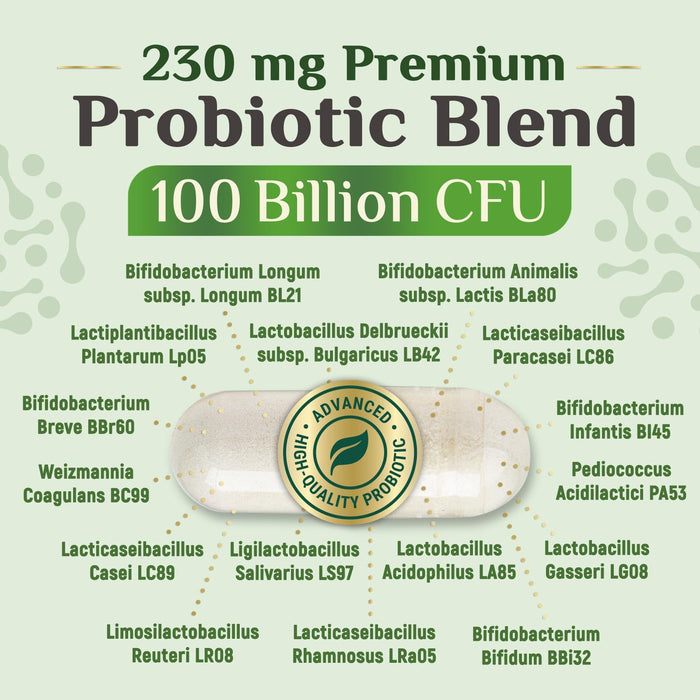 Probiotics for Women Capsules - 100 Billion CFU Prebiotics, Acidophilus Probiotics Supports Immune System Digestive Health, Supports Occasional Constipation & Bloating, Daily Supplement - 60 Capsules