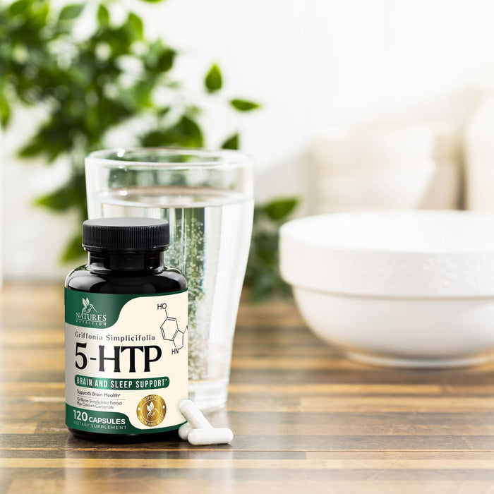 5 HTP 200mg Capsules Vegetarian Supplement - 5HTP Plus Calcium for Brain Support - Extra Strength Griffonia Simplicifolia 5-HTP Formula - 5 Hydroxytryptophan - Gluten Free & Non-GMO - 120 Capsules
