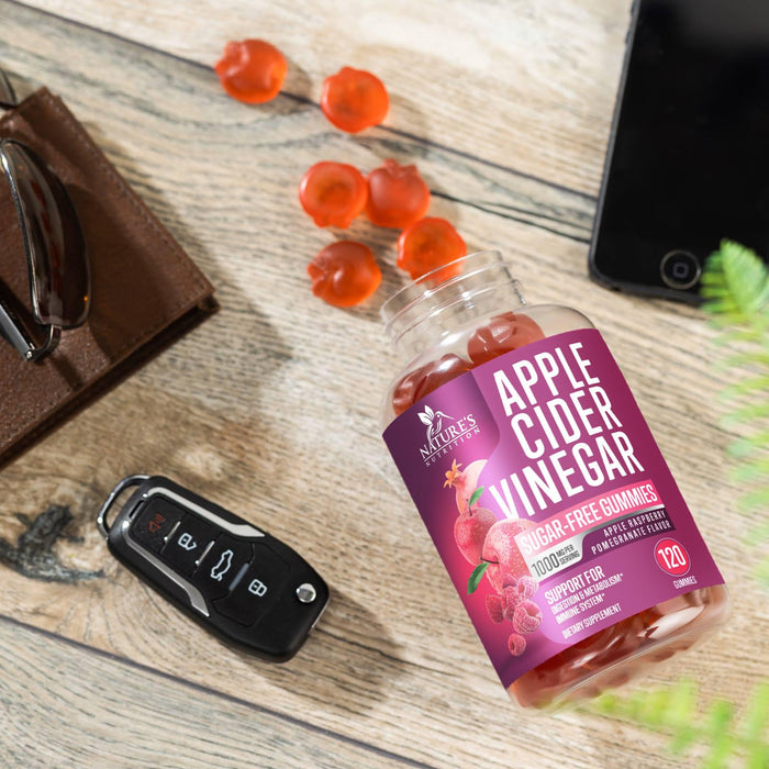 Apple Cider Vinegar Gummies Sugar Free 1000mg for Cleanse, ACV Gummy Vitamin B12 for Digestion Energy & Immune Health Support, Supports Metabolism, Keto Friendly, Apple Raspberry Flavor - 120 Gummies