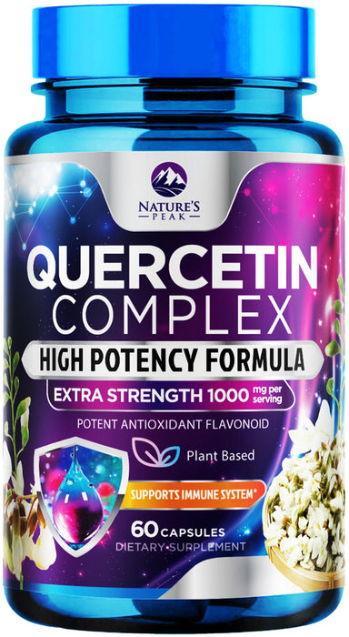 Quercetin Capsules 1000mg, with Ultra Strength Complex - Health Antioxidant Supplements for Respiratory, Heart and Immune Support - Vegan Third Party Tested, Non-GMO, Gluten Free - 60 Veggie Capsules