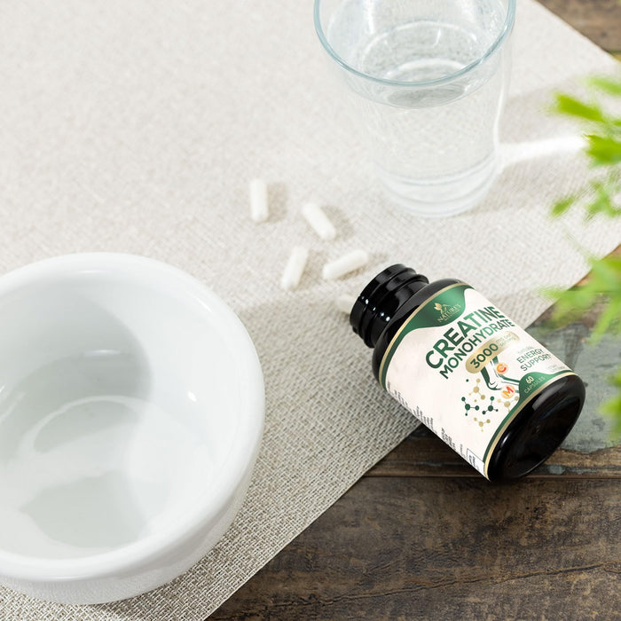 Creatine Monohydrate Capsules 3000mg – Best Micronized Creatine Powder - Supports Lean Muscle, Strength, Energy, & Endurance - Nature's Supplement, Non-GMO, Gluten Free for Women & Men - 60 Capsules