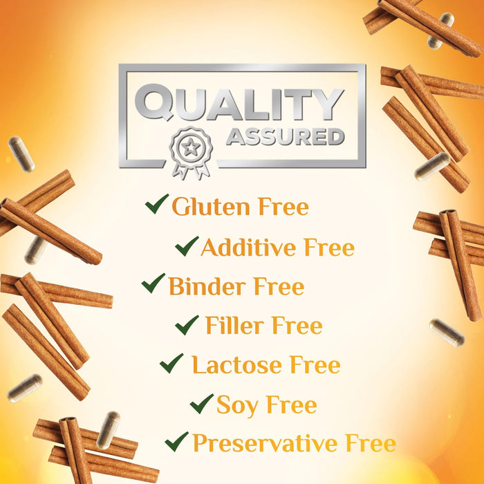 Ceylon Cinnamon Capsules 1800mg - Certified Organic Cinnamon, Bottled in USA, & Pure Extra Strength Ceylon Cinnamon Supplement, Antioxidant Pills, Non-GMO & Gluten Free, Sugar Free - 120 Capsules