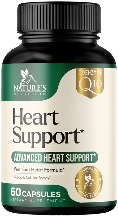 Heart Supplements for Men & Women 1650mg - Antioxidants for Heart Health Support with CoQ10, Hawthorn, Plant Sterol & More Vitamins to Support Nitric Oxide & Energy Production, Non-GMO - 60 Capsules