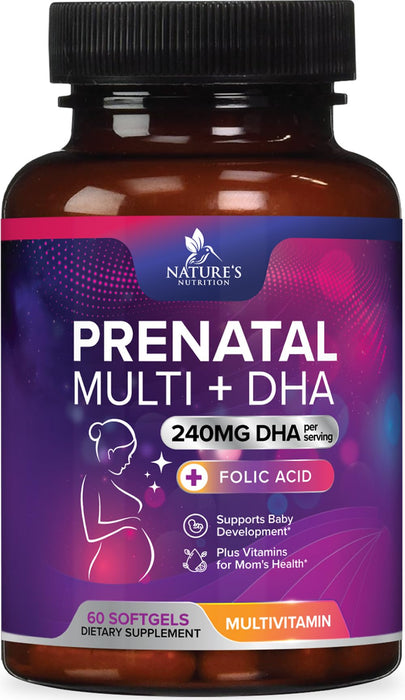Prenatal Vitamins with Folic Acid & DHA – 60 Softgels