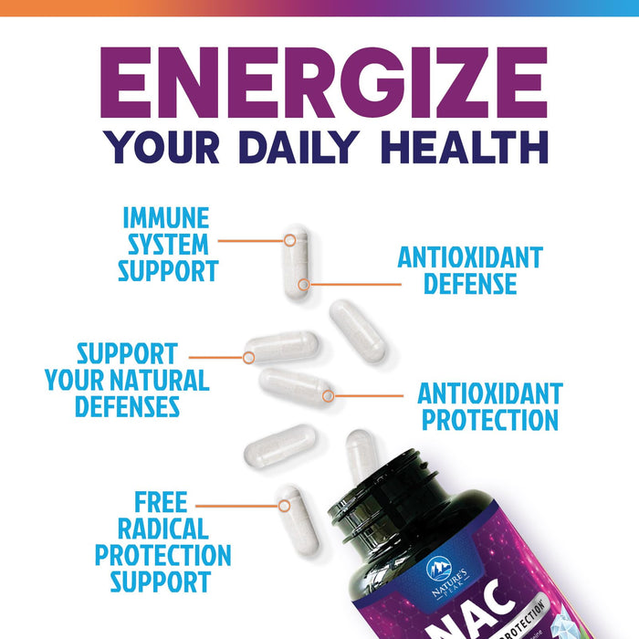 N-Acetyl Cysteine (NAC) 1200 mg – Premium Antioxidant & Immune Support - Glutathione Precursor for Liver, Lung & Respiratory Support – Nature's Fast Absorption, Non-GMO, Gluten-Free - 60 Capsules