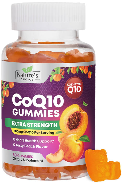 CoQ10 100mg Gummies - 3X Better Absorption, Antioxidant for Heart Health Support & Energy Production, Ultra Coenzyme Q10 Vitamins, Co q 10 Supplement, Dietary Supplement, Non-GMO - 60 CoQ10 Gummies