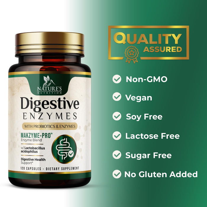 Digestive Enzymes with Probiotics - Probiotic Multi Enzymes with Probiotics and Prebiotics for Digestive Health and Bloating Relief for Women & Men, Daily Enzymes for Gut & Digestion - 120 Capsules
