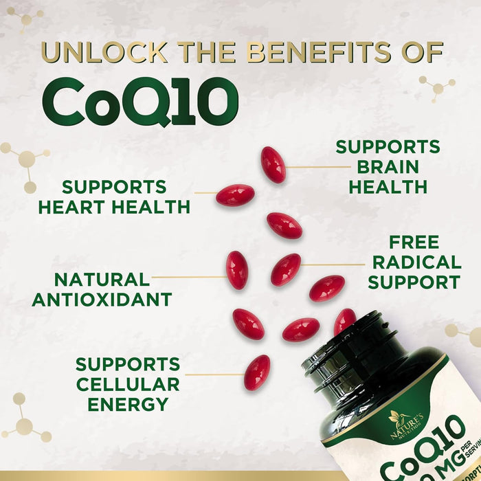 CoQ10 200mg Softgels - Extra Strength Coenzyme Q10 Supplement With Black Pepper Extract for Enhanced Absorption, CoQ10 Antioxidant Supplements for Heart Health & Cellular Energy Support - 120 Softgels