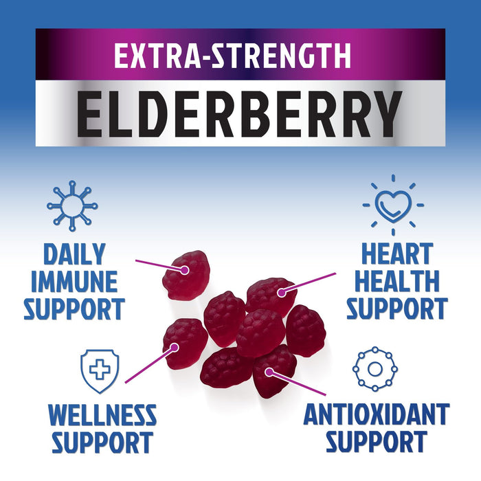 Immune Support Gummies - Sambucus Elderberry Gummy with Elder Berry Extract, Zinc & Vitamin C, Natural Vegan Immune Support Supplement for Adults & Children, Gummy Elderberry Vitamins - 60 Gummies