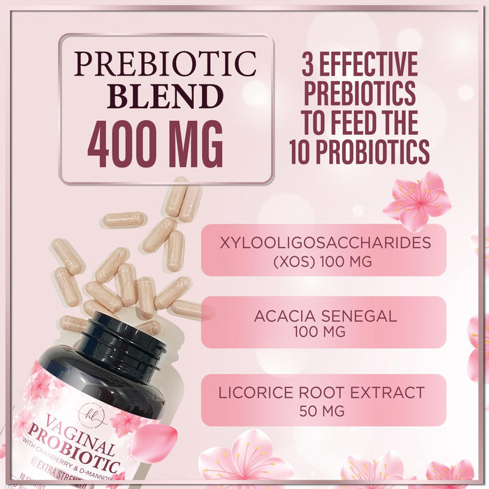 Vaginal Probiotics for Women - Vaginal PH Flora Feminine Health Balance Support - 50 Billion CFU Per Capsule, Odor Digestive Immune Support - Womens Probiotics Supplement with Cranberry - 60 Capsules