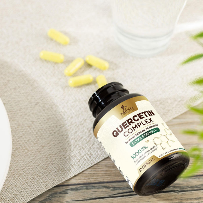 Quercetin 1000mg Per Serving – Extra Strength Quercetin Dihydrate Capsules from Sophora Japonica – Plant-Based Bioflavonoids for Cellular & Immune Support – Non-GMO, Vegan - 60 Veggie Capsules