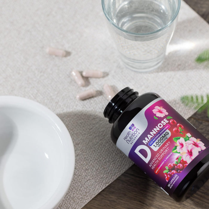 D-Mannose Supplement 1,350mg with Cranberry, Hibiscus & Dandelion - Fast-Acting, Natural Bladder & Urinary Tract Support for Women & Men – Flush & Cleanse Impurities – Non-GMO, Vegan – 180 Capsules