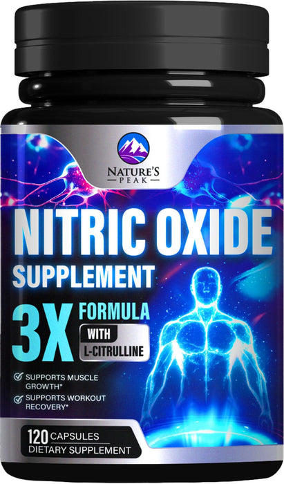 Nitric Oxide Supplement 3000mg L Arginine 3X Strength - Citrulline Malate & AKG - Extra Strength Muscle Supporting Nitric Booster for Muscle Growth & Workout Recovery to Train Harder - 120 Capsules