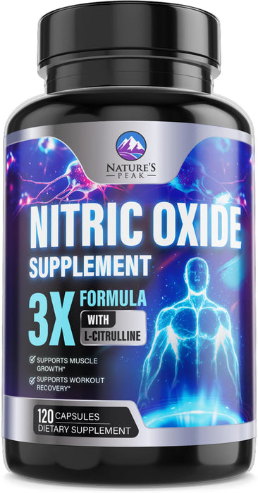 Nitric Oxide Formula with L-Arginine + Citrulline – 3000mg – 120 Capsules