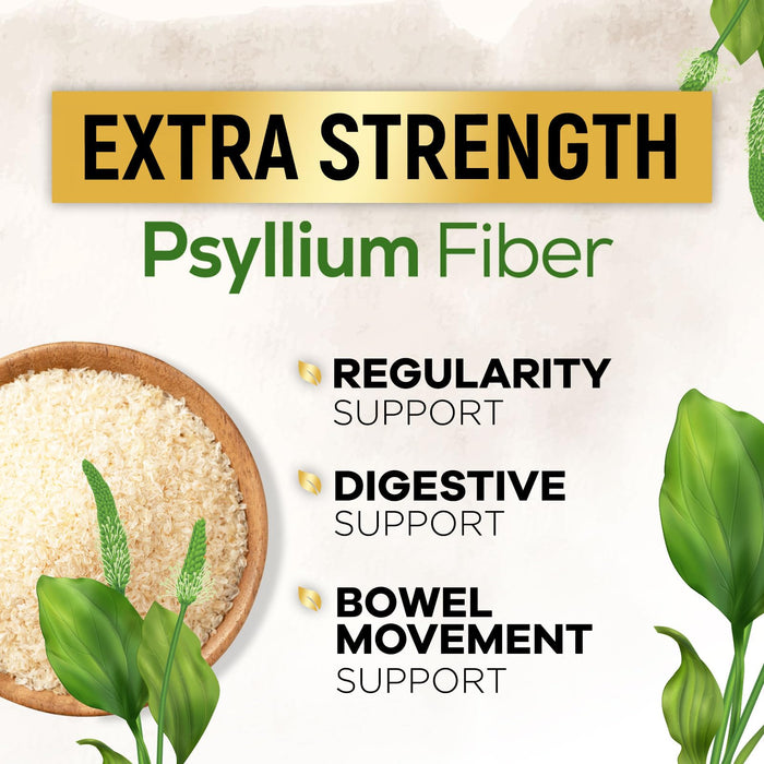 Psyllium Husk Fiber Supplement 1500mg, Natural Daily Soluble & Insoluble Fiber Pills, Psyllium Husk Powder Capsules Supports Digestion Colon Health & Regularity, Plant Based Supplement - 60 Capsules