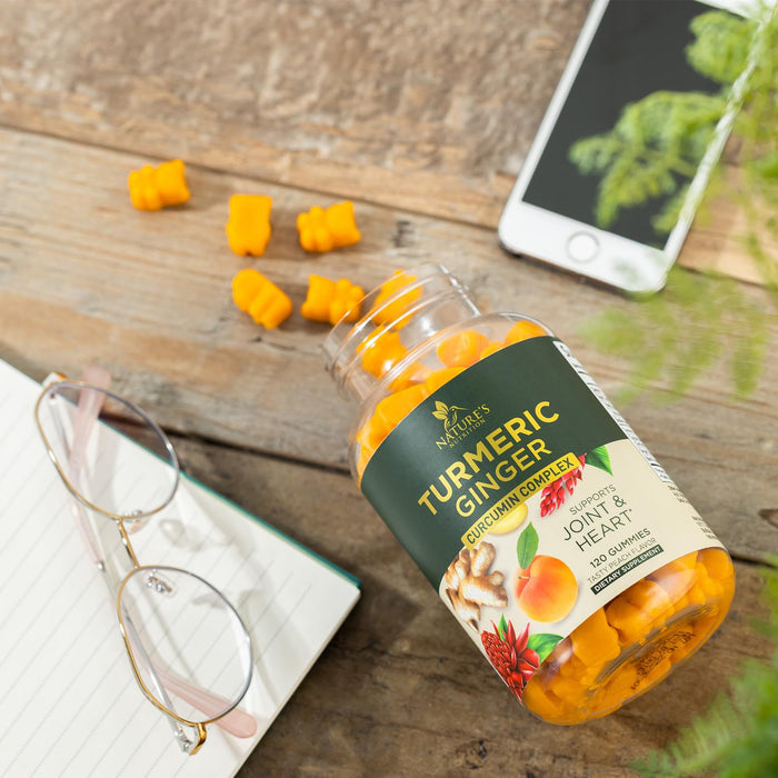 Turmeric and Ginger Gummies - Vegan Turmeric Curcumin Gummies with Black Pepper Extract for High Absorption, Nature's Curcumin Gummy for Joint Support Supplement, Non-GMO, Gluten Free - 120 Count