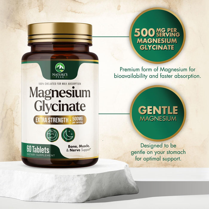 Magnesium Glycinate 500mg – 60 Tablets
