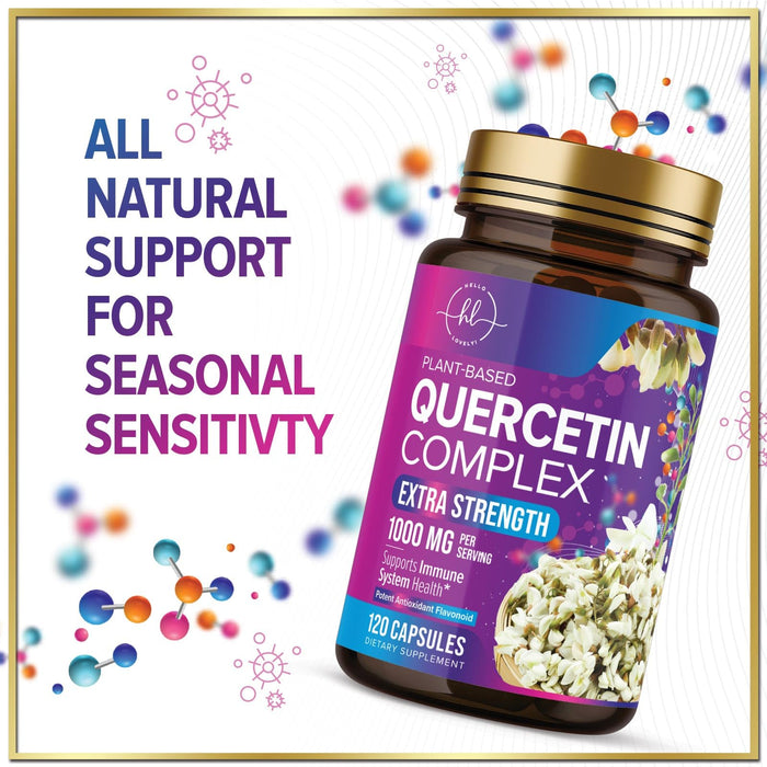 Quercetin 1000mg Servings - Extra Strength Antioxidant Support for Immune & Cellular Health, Quercetin 500mg Capsules for Lung, Respiratory & Heart Support, Vegan, Gluten Free & Non-GMO - 120 Capsules