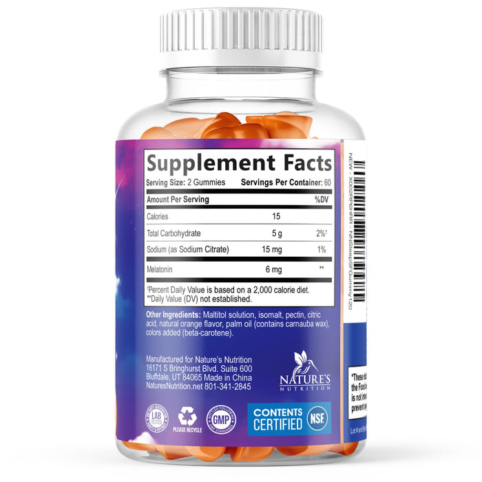 Melatonin Sleep Gummies Sugar Free – 6mg – 120 Count