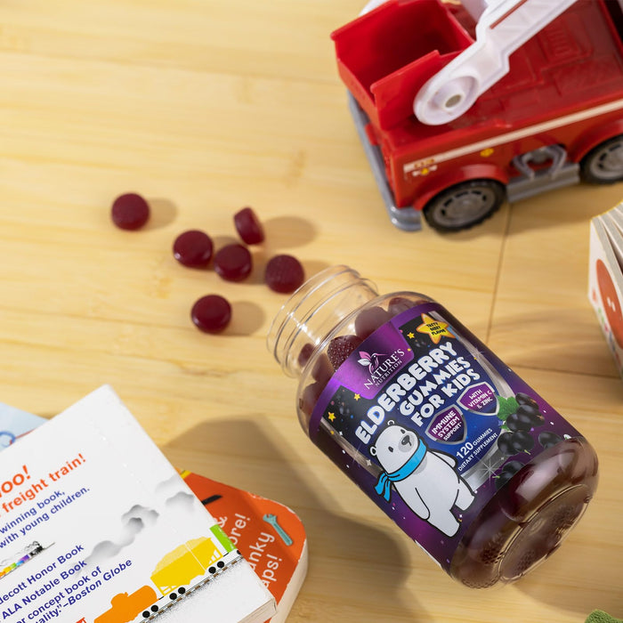 Children's Daily Immune Support Gummies with Real Elderberry + Vitamin C & Zinc to Support Kids Healthy Immune System, Natures Sambucus Elderberry Gummy, Chewable Supplement, Gluten-Free, 120 Gummies