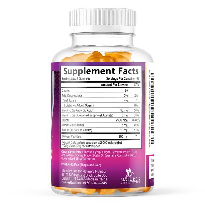 Collagen Gummies with 2500mcg Biotin – 60 Count