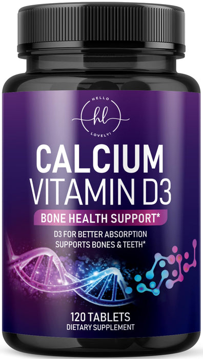 Calcium Supplements for Women 1200 mg Plus 1600 IU Vitamin D3, Bone Health, Teeth & Immune Support - Mineral Supplement with Vitamin D High Absorbable Premium 600 mg Calcium Carbonate - 120 Tablets
