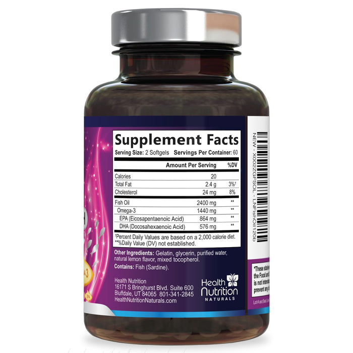 Omega-3 Fish Oil – 2400mg – 120 Softgels