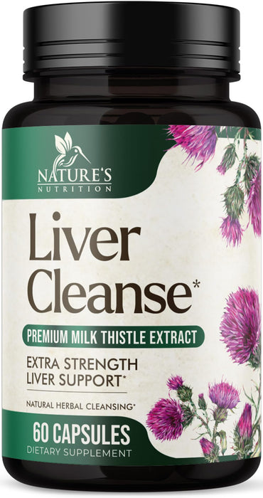 Liver Cleanse Detox & Repair Formula - Herbal Liver Support Supplement with Milk Thistle with Silymarin, Artichoke Extract, Dandelion, Beet, Chicory Root, & Turmeric for Liver Health - 60 Capsules