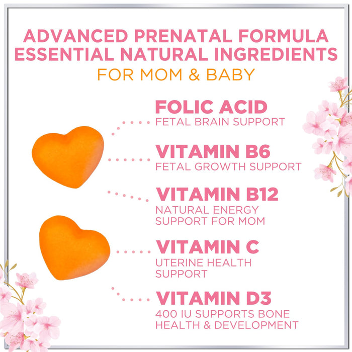 Prenatal Vitamins for Women with DHA & Folic Acid - Best Prenatal Multivitamin Gummies for Women, Brain Development Support, Folate, Vitamin C, D3 & B12, Pre Natal Pregnancy Supplement - 120 Gummies