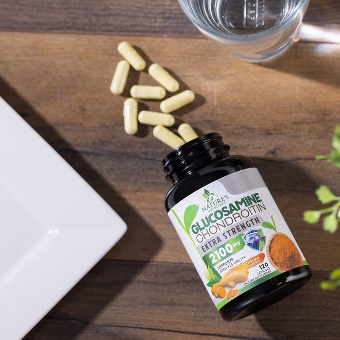 Glucosamine Chondroitin MSM 2100mg Complex - Joint Support Supplement for Joint Mobility & Comfort For Men and Women with Turmeric & Boswellia, Triple Strength Glucosamine Supplements - 120 Capsules