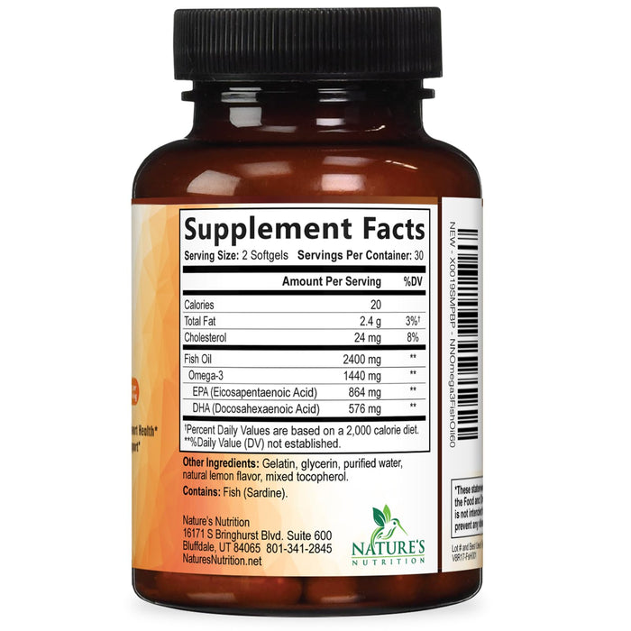Omega-3 Fish Oil – 2400mg – 60 Softgels