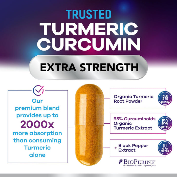 Turmeric Curcumin with BioPerine - 1500mg 95% Curcuminoids - 240 Capsules