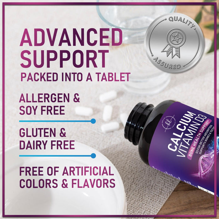 Calcium Supplements for Women 1200 mg Plus 1600 IU Vitamin D3, Bone Health, Teeth & Immune Support - Mineral Supplement with Vitamin D High Absorbable Premium 600 mg Calcium Carbonate - 120 Tablets