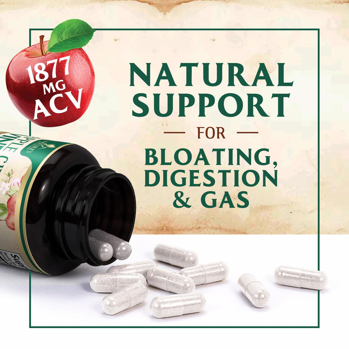 Apple Cider Vinegar Capsules 1877mg - Extra Strength Detox & Cleanse with Vitamin D & Zinc - Premium ACV Pills with Joint Natural Digestion & Immune Support - Vegetarian Supplement - 120 Capsules