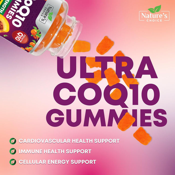 CoQ10 100mg Gummies - 3X Better Absorption, Antioxidant for Heart Health Support & Energy Production, Ultra Coenzyme Q10 Vitamins, Co q 10 Supplement, Dietary Supplement, Non-GMO - 60 CoQ10 Gummies