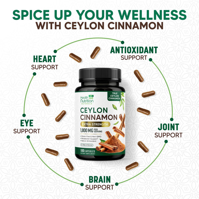 Ceylon Cinnamon Capsules 1800mg – 180 Capsules