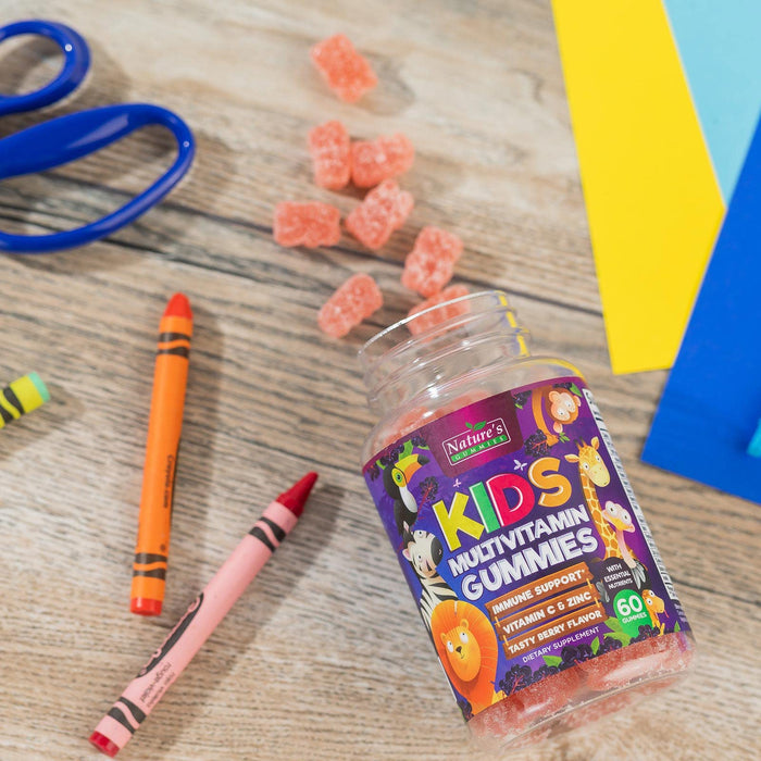 Multivitamin for Kids Gummies with Vitamin C, D3 & Zinc for Children's Immune Support - Chewable, Daily Kids Multi Vitamin Gummy, Non-GMO, Gluten Free, Natural Strawberry Flavor - 60 Gummies