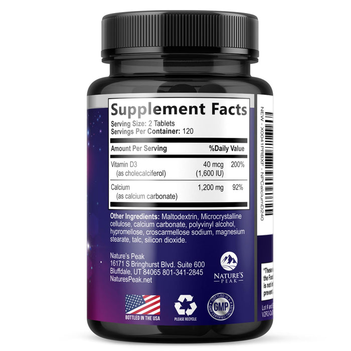 Calcium 1200 mg with Vitamin D3 – 240 Tablets