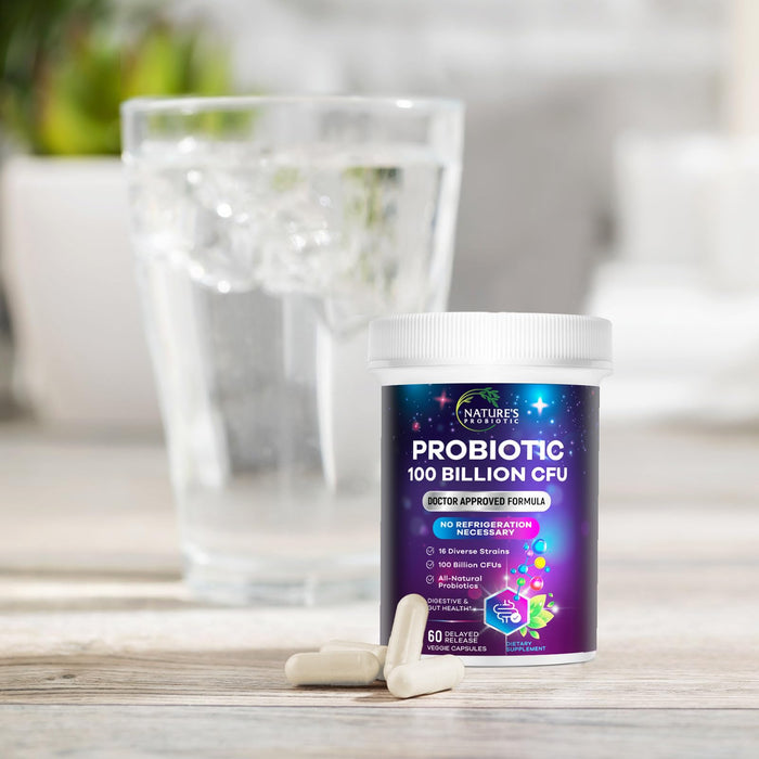 Probiotic Pills 100 Billion CFU Prebiotics, Acidophilus Probiotics Supports Immune System Digestive Health, Supports Occasional Constipation & Bloating, Daily Supplement for Women & Men - 60 Capsules