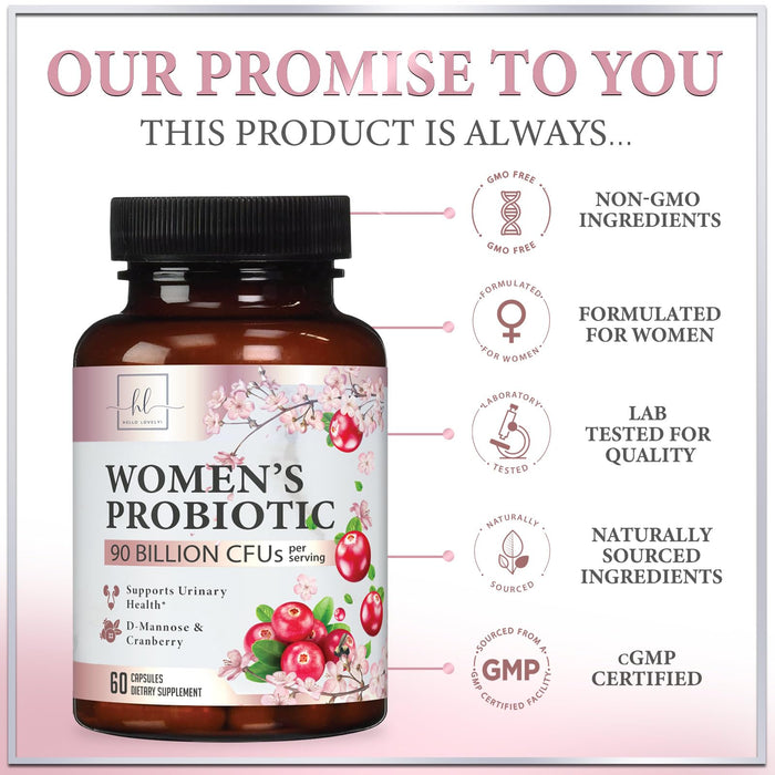Probiotics for Women Supplement with Cranberry - 16 Premium Strains for PH Balance, Digestive Health, Vaginal & Immune Support, 90 Billion CFU, Women's Probiotic, UT, & Feminine Health - 60 Capsules