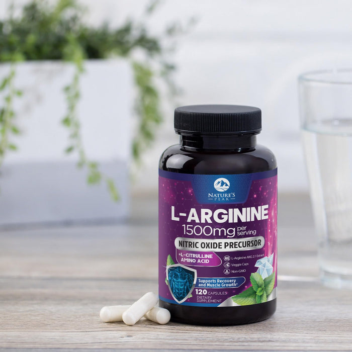 L-Arginine 1000mg Supplement - Heart Health Support - Premium Muscle Supporting Nitric Oxide Precursor Booster for Extra Strength - Gluten Free, Amino Acid Energy Blend For Men & Women - 120 Capsules