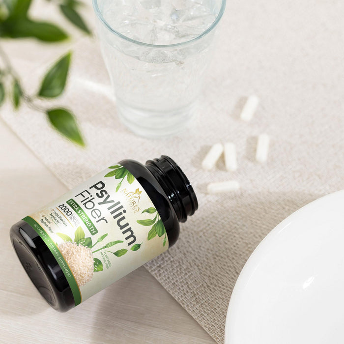 Psyllium Husk Fiber Supplement 1500mg, Natural Daily Soluble & Insoluble Fiber Pills, Psyllium Husk Powder Capsules Supports Digestion Colon Health & Regularity, Plant Based Supplement - 180 Capsules