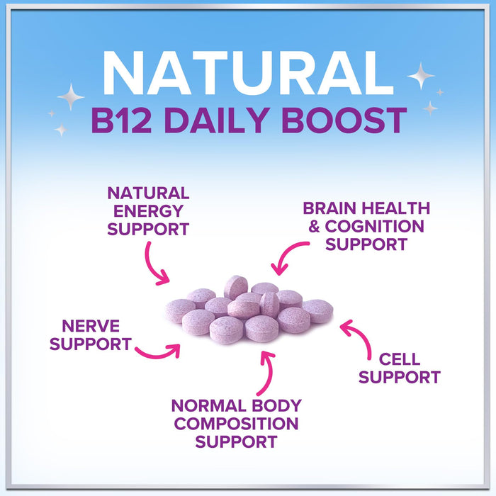 B 12 Vitamin Chewables 1000 mcg - B12 Complex with Heart & Nerve Energy Health Support - Vitamin B-12 Complex for Adults with Immune Health Support - Gluten & Sugar Free - 60 Chewables