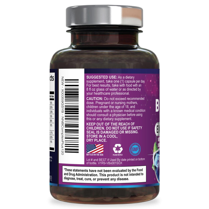 B Complex Vitamins Capsules with Vitamin B6 B12 B100 C Biotin Folate & Folic Acid – 120 Capsules