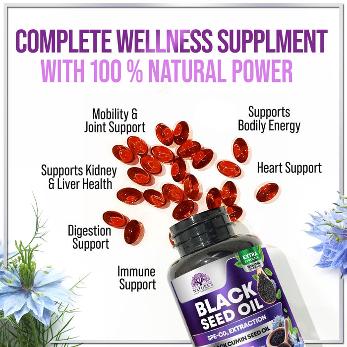 Black Seed Oil Capsules 1000mg with Thymoquinone – 120 Softgels