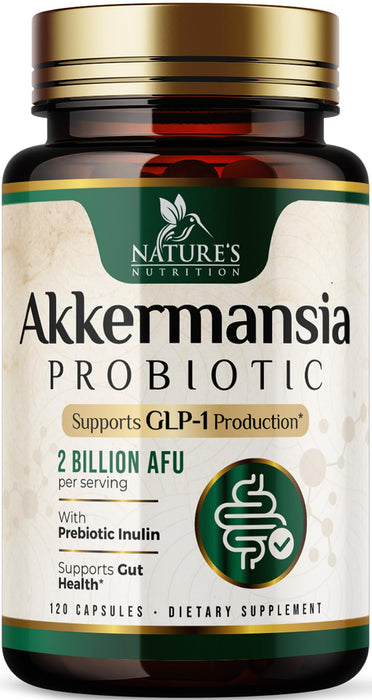 Akkermansia Probiotic Supplement for Women & Men, Akkermansia Muciniphila GLP 1 Probiotics with Prebiotic, 2 Billion AFU, Natural Digestive, Gut Health, & GLP 1 Production Support, 120 Capsules